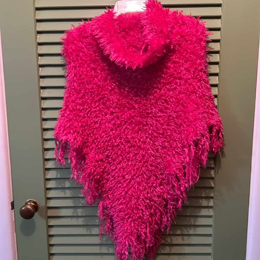 Hot Pink Sweater Poncho like new